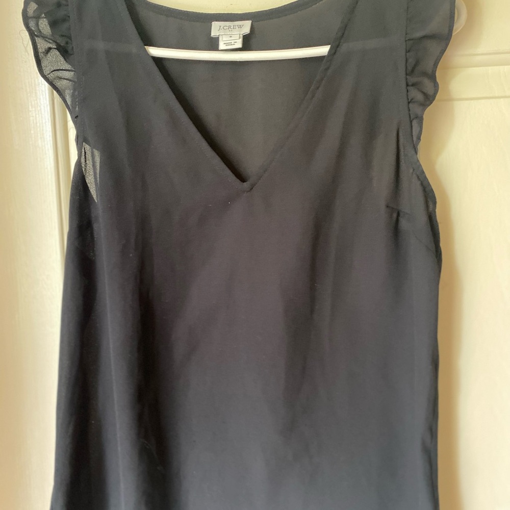 J. Crew Black Ruffled Blouse